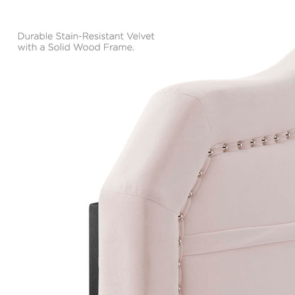 headboards | CasaFoyer Kristin Performance Velvet King/California King Headboard | Vintage Modern Glamour | Nailhead Trim | Pleated Design | Pink | casafoyer.myshopify.com