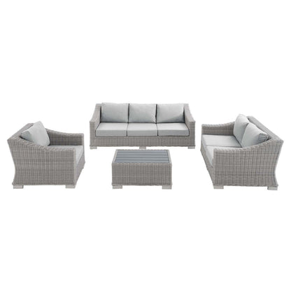 kitchen and dining room sets | CasaFoyer Conway Outdoor Patio Sunbrella Wicker Rattan 4-Piece Furniture Set | Stylish & Comfortable | UV-Resistant | Water-Resistant Covers | Easy Assembly | casafoyer.myshopify.com