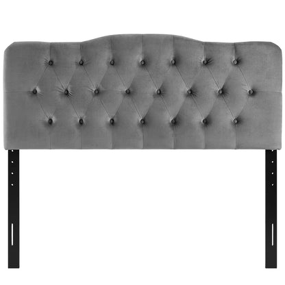 headboards | CasaFoyer Annabel Diamond Tufted Performance Velvet Queen Headboard | Vintage Glamour | Stain-Resistant | Height-Adjustable | Gray | casafoyer.myshopify.com