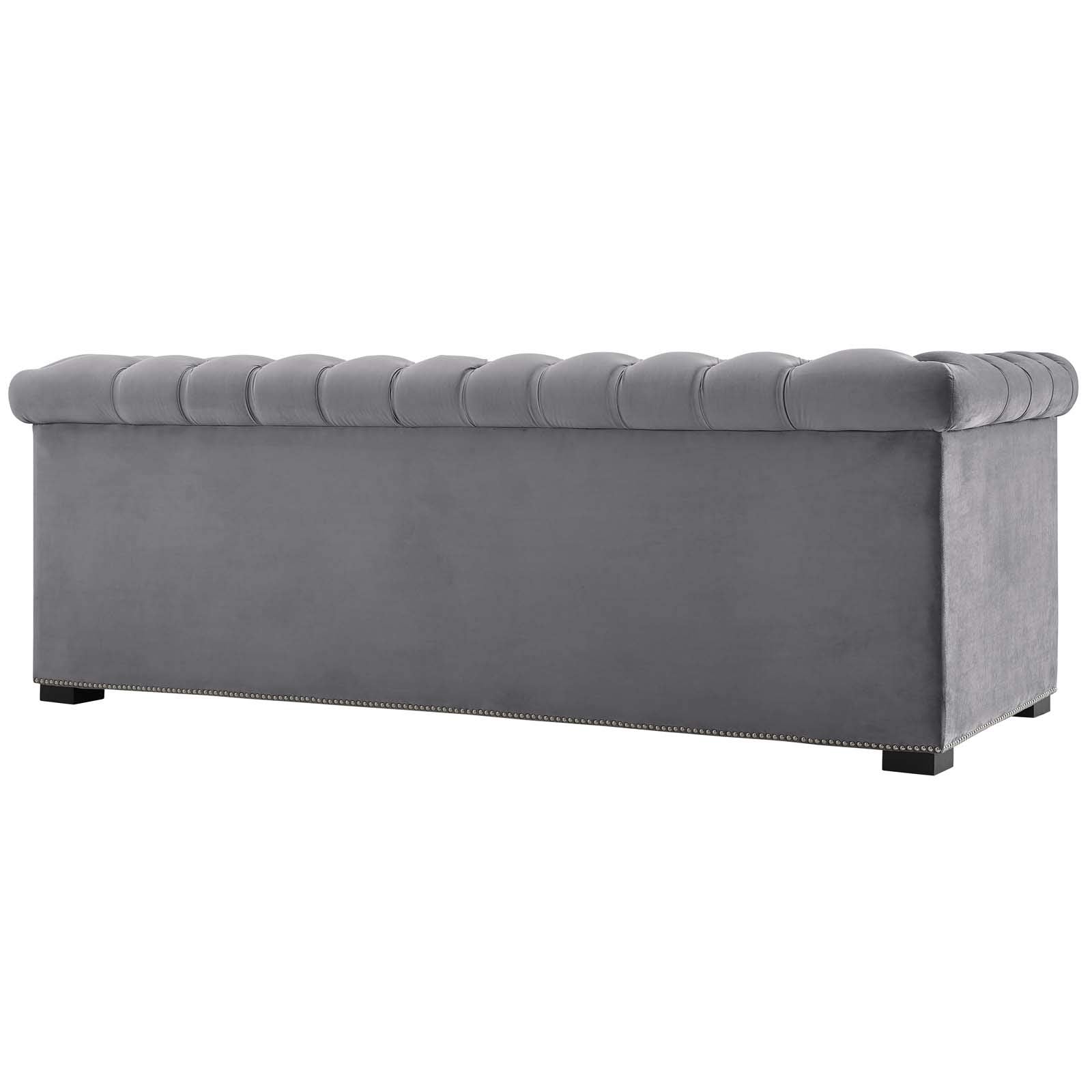 sofas | CasaFoyer Heritage Performance Velvet Sofa | Modern Chesterfield Design | Rolled Armrests | Button Tufting | Nailhead Trim | Stain-Resistant Upholstery | Black Birch Wood Legs | Plush Foam Padding | 1322 lbs Capacity | casafoyer.myshopify.com