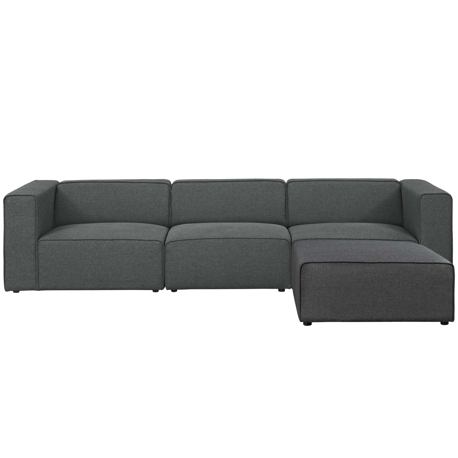 kitchen and dining room sets | CasaFoyer Mingle 4-Piece Modular Sectional Sofa Set | Spacious & Comfortable | Stylish Gray Upholstery with Elegant Piping | Ideal for Contemporary Modern Decors | Includes Armchair, Armless Chair, Ottoman | casafoyer.myshopify.com