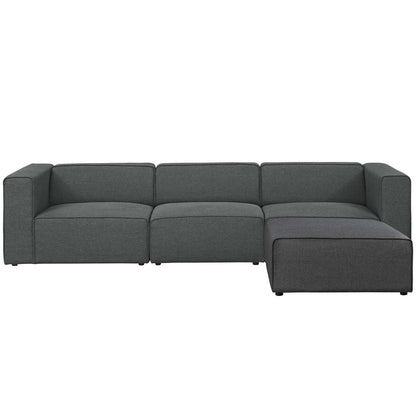 kitchen and dining room sets | CasaFoyer Mingle 4-Piece Modular Sectional Sofa Set | Spacious & Comfortable | Stylish Gray Upholstery with Elegant Piping | Ideal for Contemporary Modern Decors | Includes Armchair, Armless Chair, Ottoman | casafoyer.myshopify.com