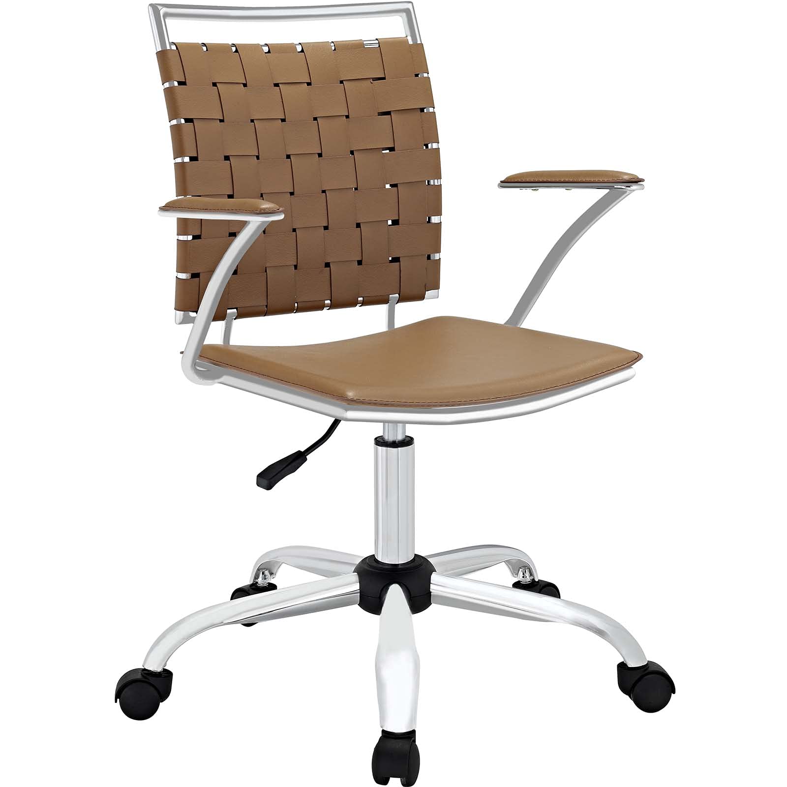 home office desk chairs | CasaFoyer Modern Office Chair | Height-Adjustable | PVC Webbing Back | Foam Cushion | Chrome-Plated Base | Contemporary Design - Tan | casafoyer.myshopify.com