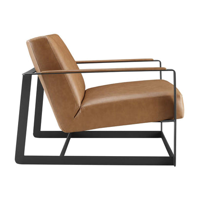 home office desk chairs | CasaFoyer Seg Vegan Leather Accent Chair | Coated Steel Frame | Plush Upholstery | Ideal for Reception Areas & Guest Seating | Durable & Stylish | Tan | casafoyer.myshopify.com