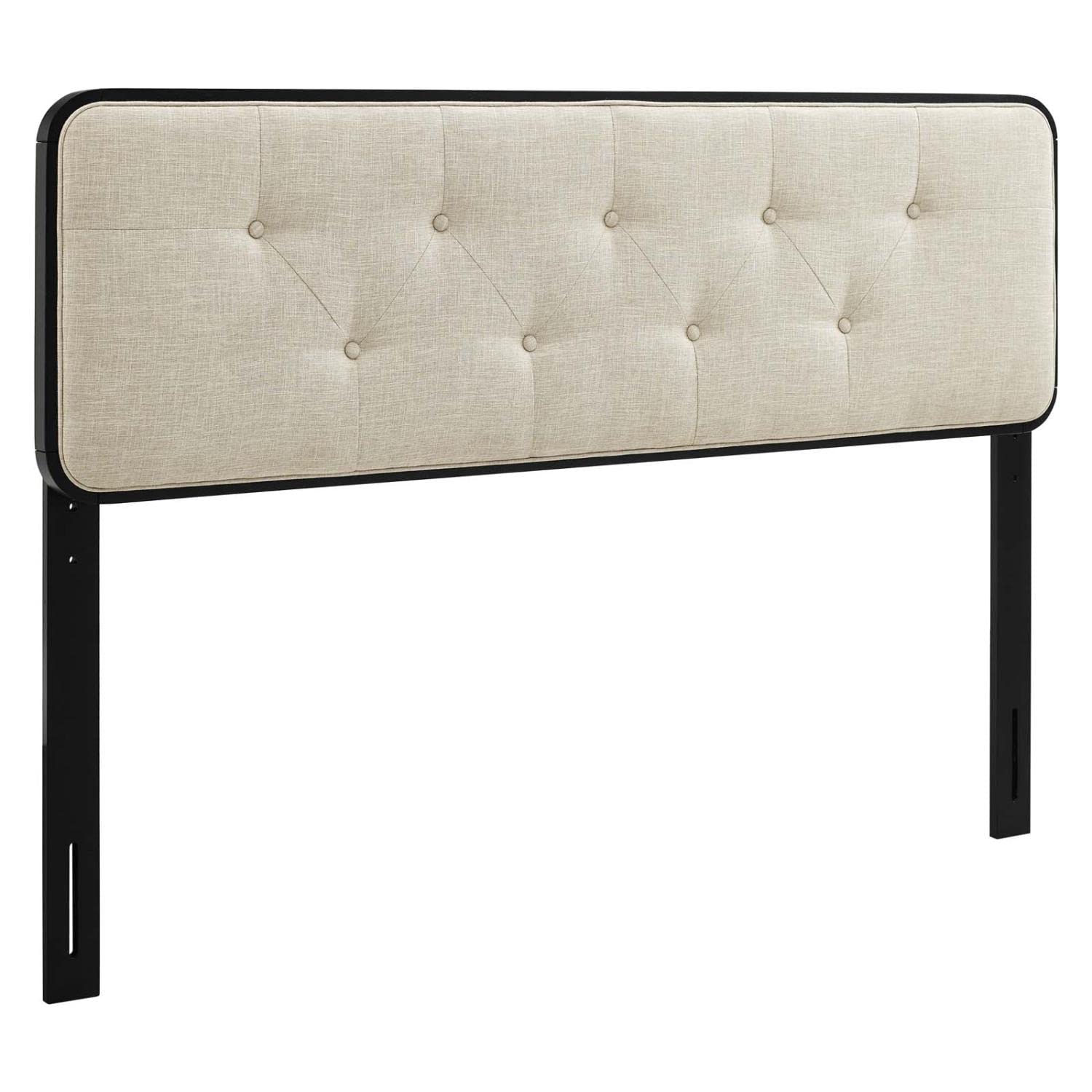headboards | CasaFoyer Collins Tufted Wood King Headboard | Modern Retro Style | Organic Aesthetics | Button Tufted | Wood Grain Frame | Compatible with Billie and Margo Bed Frames | Durable Construction | Customizable | Black Beige | casafoyer.myshopify.com