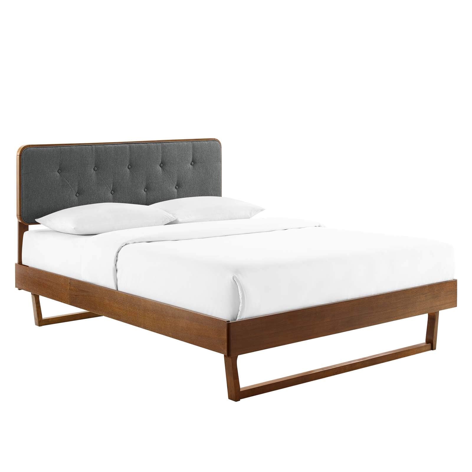 bed frames | CasaFoyer Bridgette Tufted Wood Twin Platform Bed | Retro Charm | Modern Style | Walnut Charcoal | Sturdy Frame | No Box Spring Needed | Easy Assembly | 601 lbs Weight Capacity | casafoyer.myshopify.com