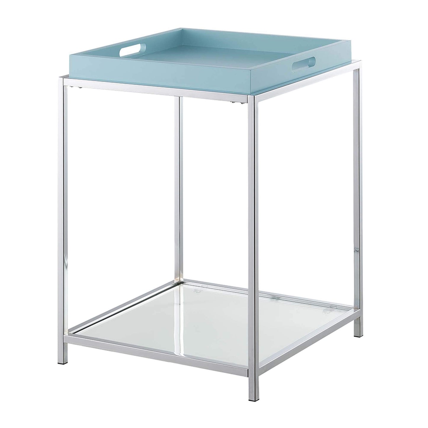 TABLE | Ergode Palm Beach End Table | Colorful & Contemporary Style | 2 Glass Shelves | Reversible Tray | Easy Cleaning | Durable Steel Frame | casafoyer.myshopify.com
