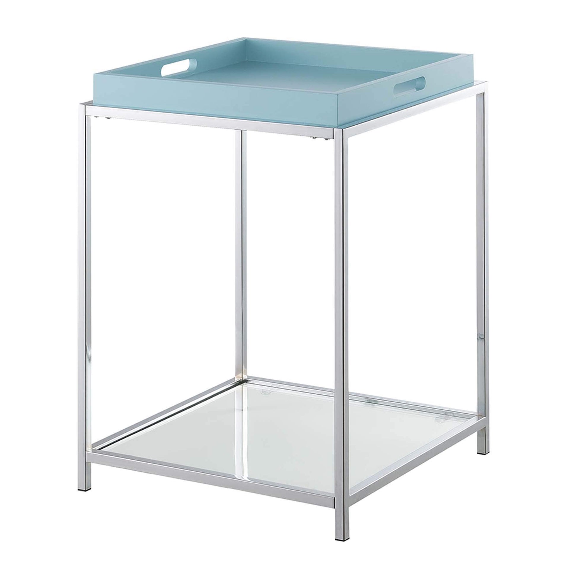 TABLE | Ergode Palm Beach End Table | Colorful & Contemporary Style | 2 Glass Shelves | Reversible Tray | Easy Cleaning | Durable Steel Frame | casafoyer.myshopify.com