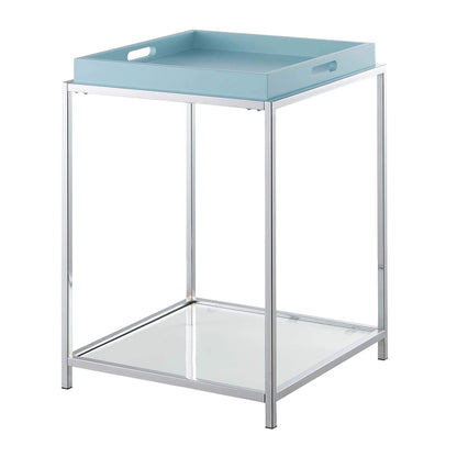 TABLE | Ergode Palm Beach End Table | Colorful & Contemporary Style | 2 Glass Shelves | Reversible Tray | Easy Cleaning | Durable Steel Frame | casafoyer.myshopify.com