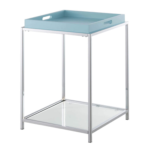 TABLE | Ergode Palm Beach End Table | Colorful & Contemporary Style | 2 Glass Shelves | Reversible Tray | Easy Cleaning | Durable Steel Frame | casafoyer.myshopify.com