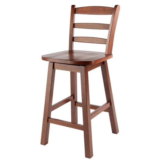 barstools | Scalera Ladder Back Swivel Counter Stool | Solid Wood | Walnut Finish | Comfortable Seat | 360-Degree Swivel | Footrests | CasaFoyer | casafoyer.myshopify.com