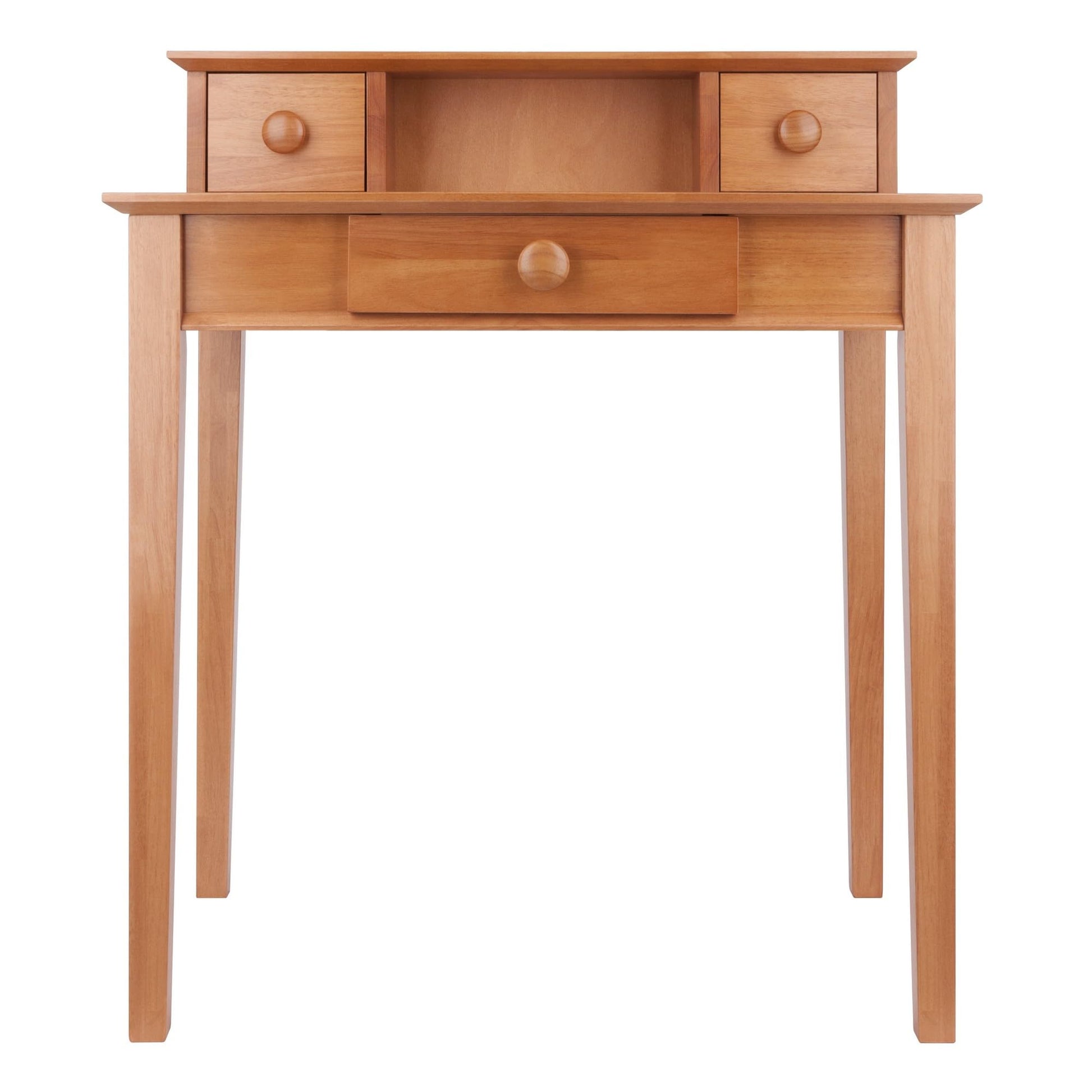 DESK | Ergode Timeless Writing Desk | Contemporary Twist | Sturdy Structure | Honey Pine Coating | 3 Drawers & Shelf | Studio Home Office Collection | 30W x 20.19D x 34.65H | 38 lbs | casafoyer.myshopify.com