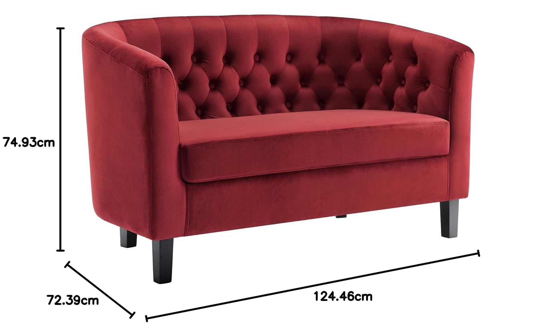 sofas | CasaFoyer Prospect Performance Velvet Loveseat | Luxury Chesterfield Design | Modern Twist | Button Tufting | Graceful Curves | Espresso Stained Wood Legs | Cozy Foam Padding | Stain-Resistant Velvet Upholstery | Maroon | casafoyer.myshopify.com