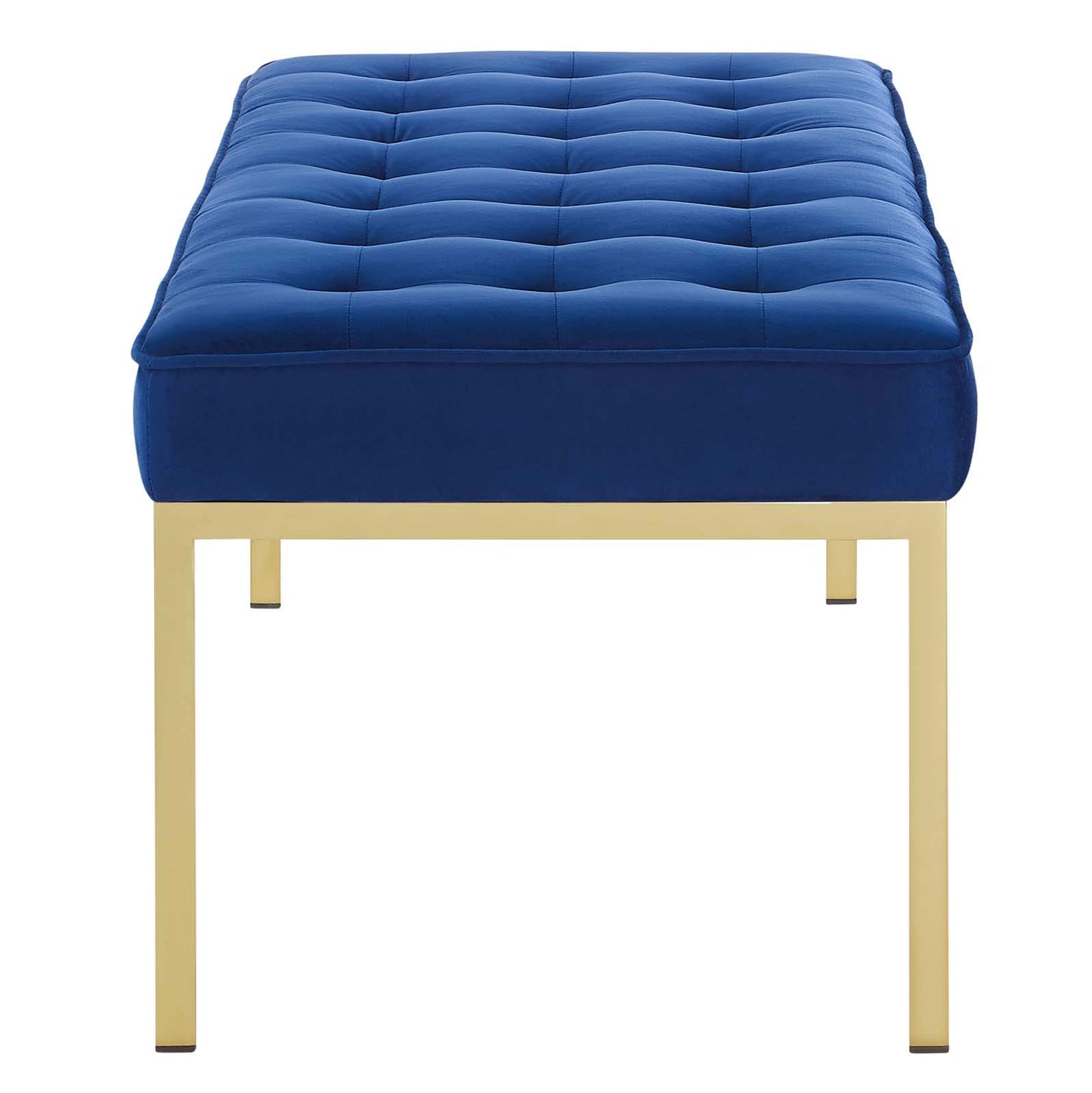 home office desk chairs | CasaFoyer Loft Button Tufted Performance Velvet Accent Bench | Gold Navy | Stainless Steel Frame | 300 lbs Weight Capacity | casafoyer.myshopify.com