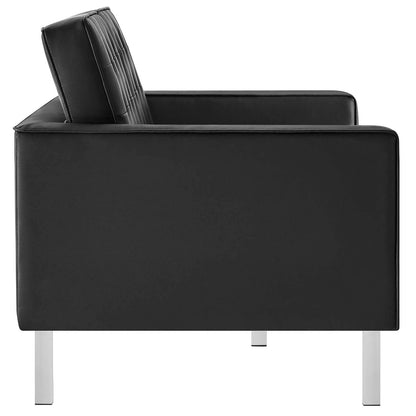 home office desk chairs | CasaFoyer Loft Tufted Faux Leather Loveseat | Modern Design | Stainless Steel Frame | Button Tufting | 600 lb Weight Capacity | casafoyer.myshopify.com