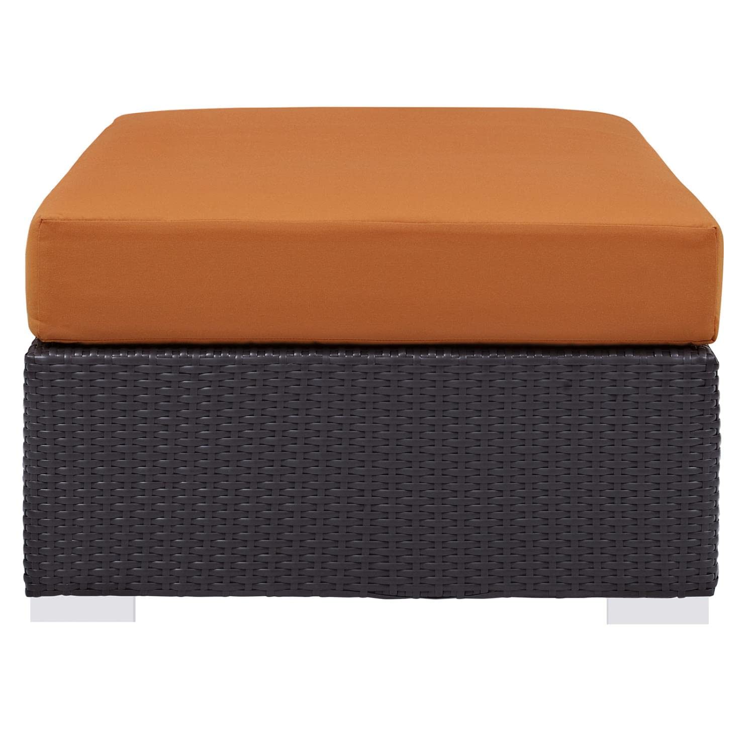 ottomans | CasaFoyer Convene Outdoor Sectional | Durable Rattan Ottoman | All-Weather Cushions | Espresso Orange | casafoyer.myshopify.com