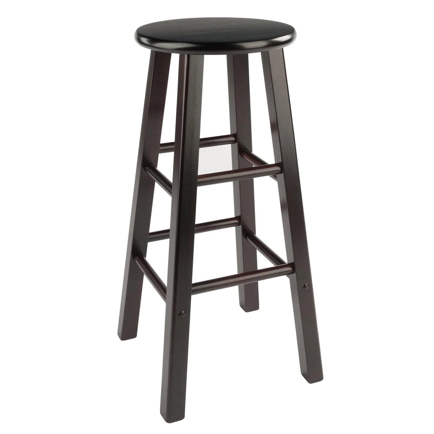 STOOL_SEATING | CasaFoyer  Wood Element Bar Stool Set | Polished Espresso Finish | Solid Wood Construction | 220lbs Weight Capacity | 8 Crossbars for Stability | Versatile Design | Perfect for Kitchen or Den | casafoyer.myshopify.com