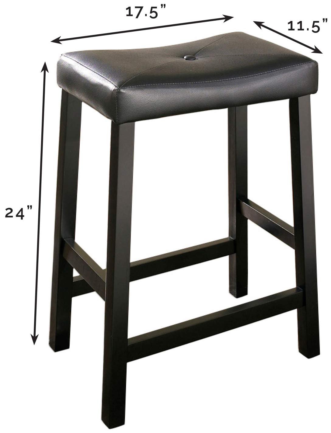 Dining Table | Upholstered Saddle Seat Stool | Durable Hardwood Construction | Faux Leather PVC Upholstery | 24 Seat Height | Ideal for Dining or Counter Seating | casafoyer.myshopify.com