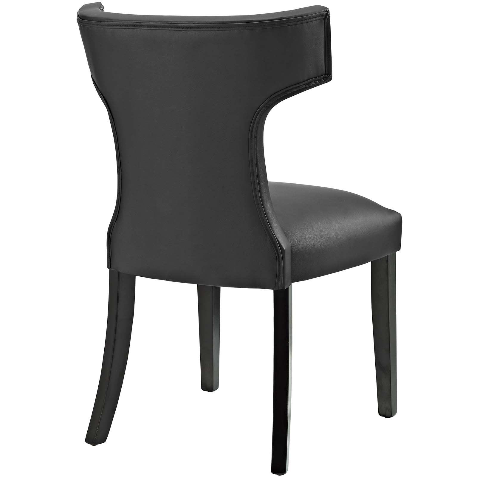 home office desk chairs | CasaFoyer Curve Dining Side Chair | Elegant Design | Nailhead Trim | Foam Padding | Vinyl Cover | Non-Marking Foot Caps | Tapered Wooden Legs | Set of 2 | Black | casafoyer.myshopify.com