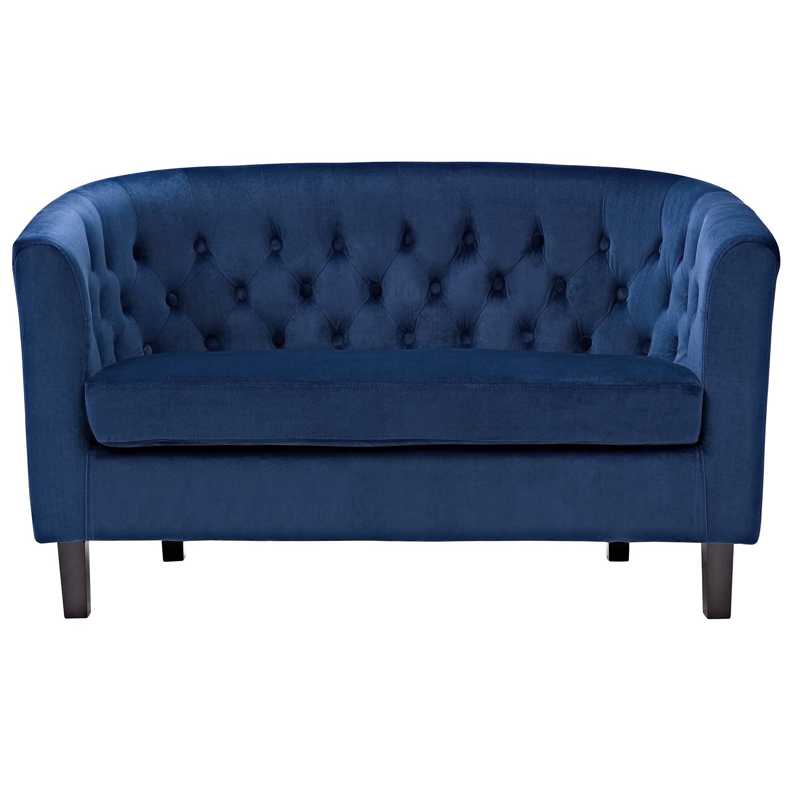 sofas | CasaFoyer Prospect Performance Velvet Loveseat | Luxury Chesterfield Design | Modern Twist | Button Tufting | Graceful Curves | Espresso Stained Wood Legs | Cozy & Comfortable | Stain-Resistant Performance Velvet Upholstery | Navy | casafoyer.myshopify.com