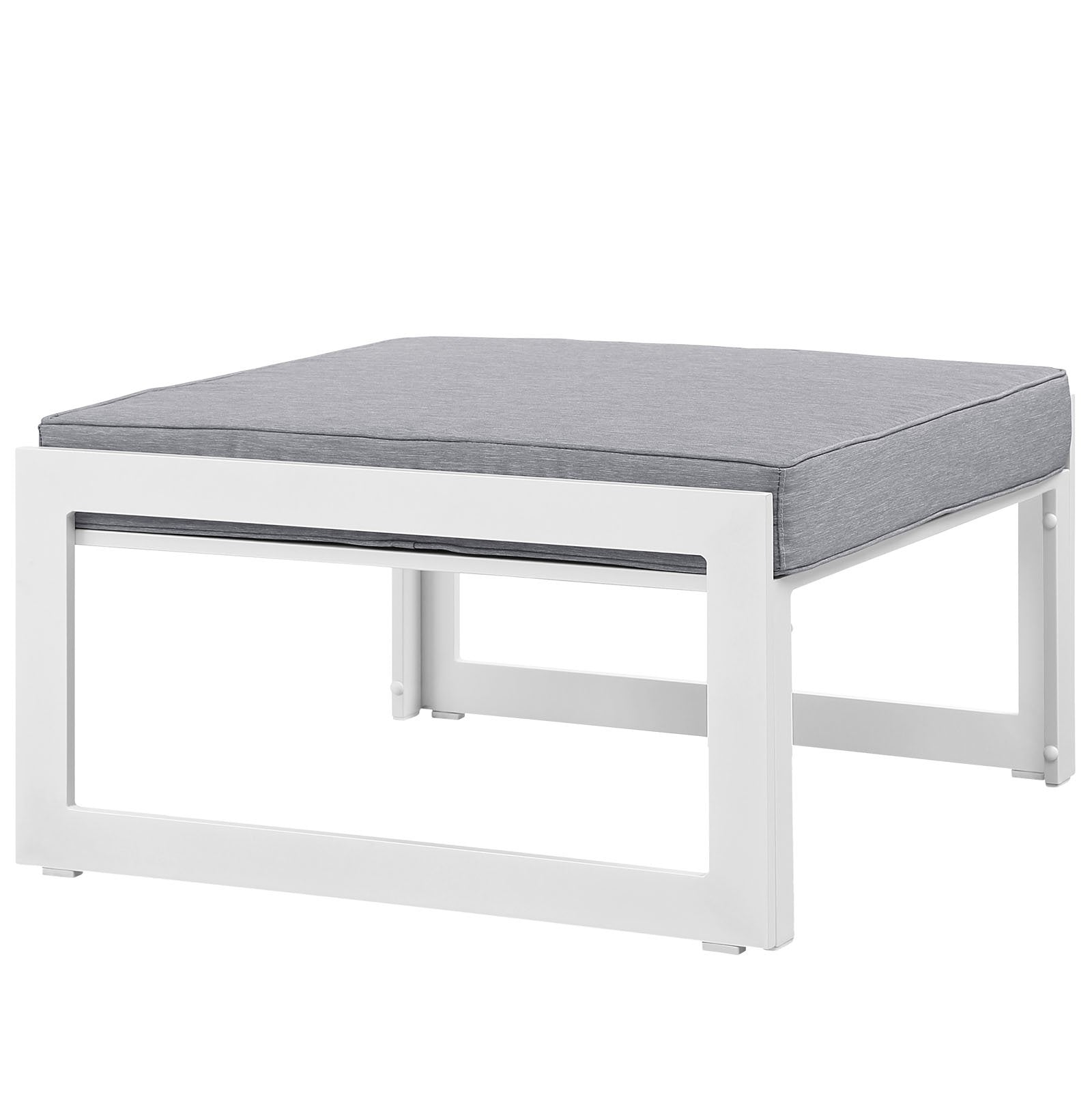 Ottoman | Fortuna Outdoor Patio Ottoman | Versatile Small Bench | Durable Aluminum Frame | All-Weather Cushions | Ideal for Contemporary Patios | casafoyer.myshopify.com