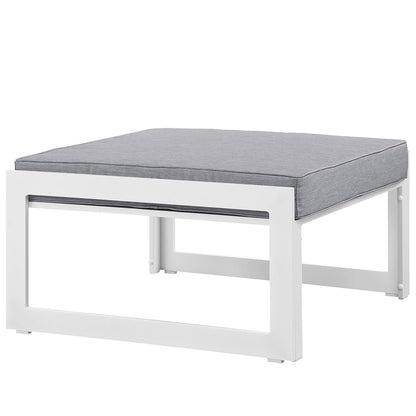 Ottoman | Fortuna Outdoor Patio Ottoman | Versatile Small Bench | Durable Aluminum Frame | All-Weather Cushions | Ideal for Contemporary Patios | casafoyer.myshopify.com