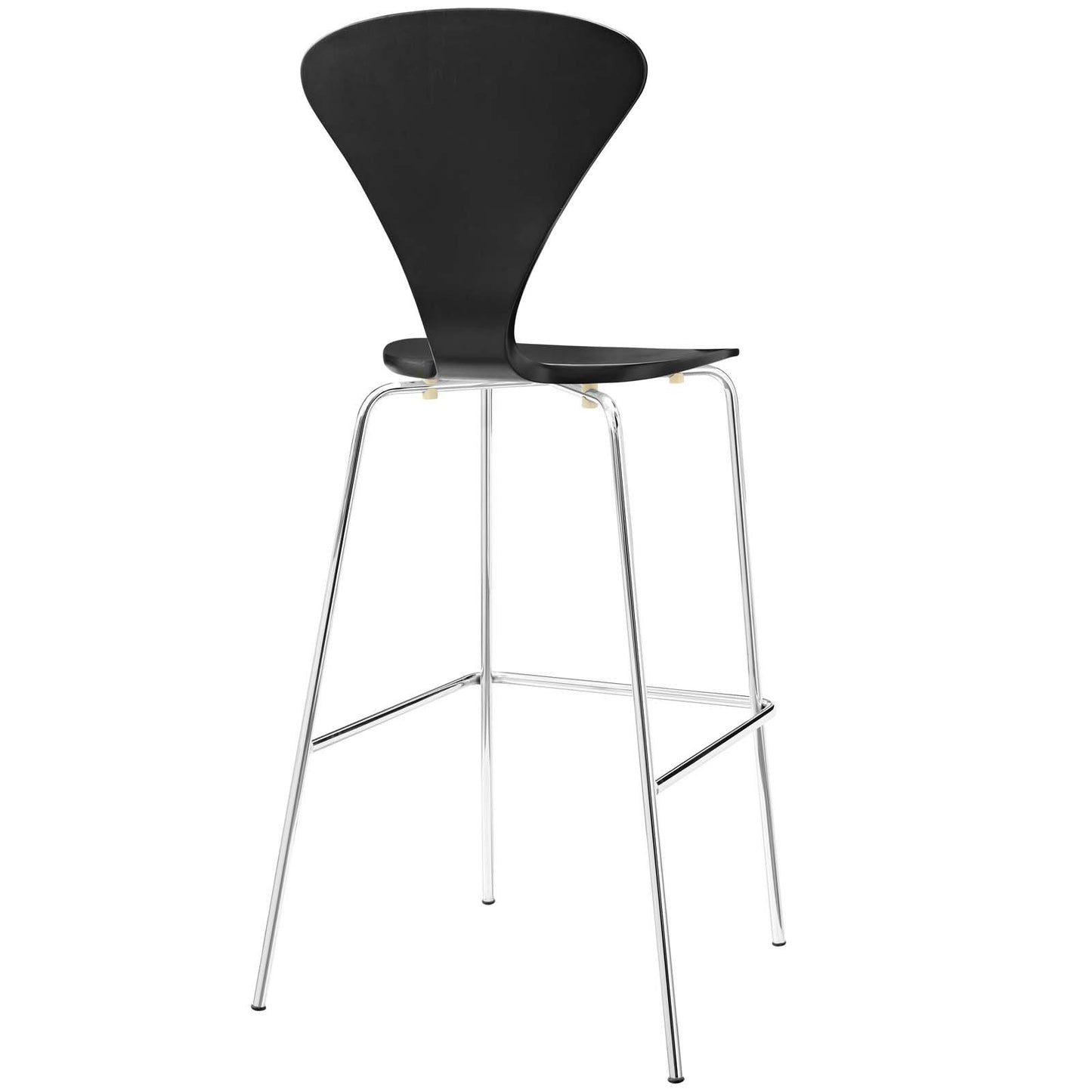barstools | CasaFoyer Passage Bar Stool | Mid-Century Style | Lacquered Plywood | Chrome Base | V-Shaped Back | Waterfall Seat | Non-Marking Foot Caps | casafoyer.myshopify.com