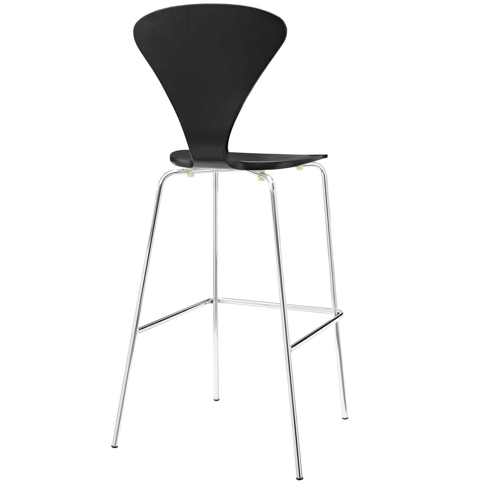 barstools | CasaFoyer Passage Bar Stool | Mid-Century Style | Lacquered Plywood | Chrome Base | V-Shaped Back | Waterfall Seat | Non-Marking Foot Caps | casafoyer.myshopify.com