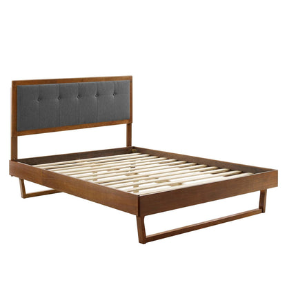 Bed | CasaFoyer Willow Tufted Wood King Platform Bed | Mid-Century Inspired | Button Tufted Headboard | Sturdy Construction | No Box Spring Needed | Walnut Charcoal | 601 lbs Weight Capacity | casafoyer.myshopify.com