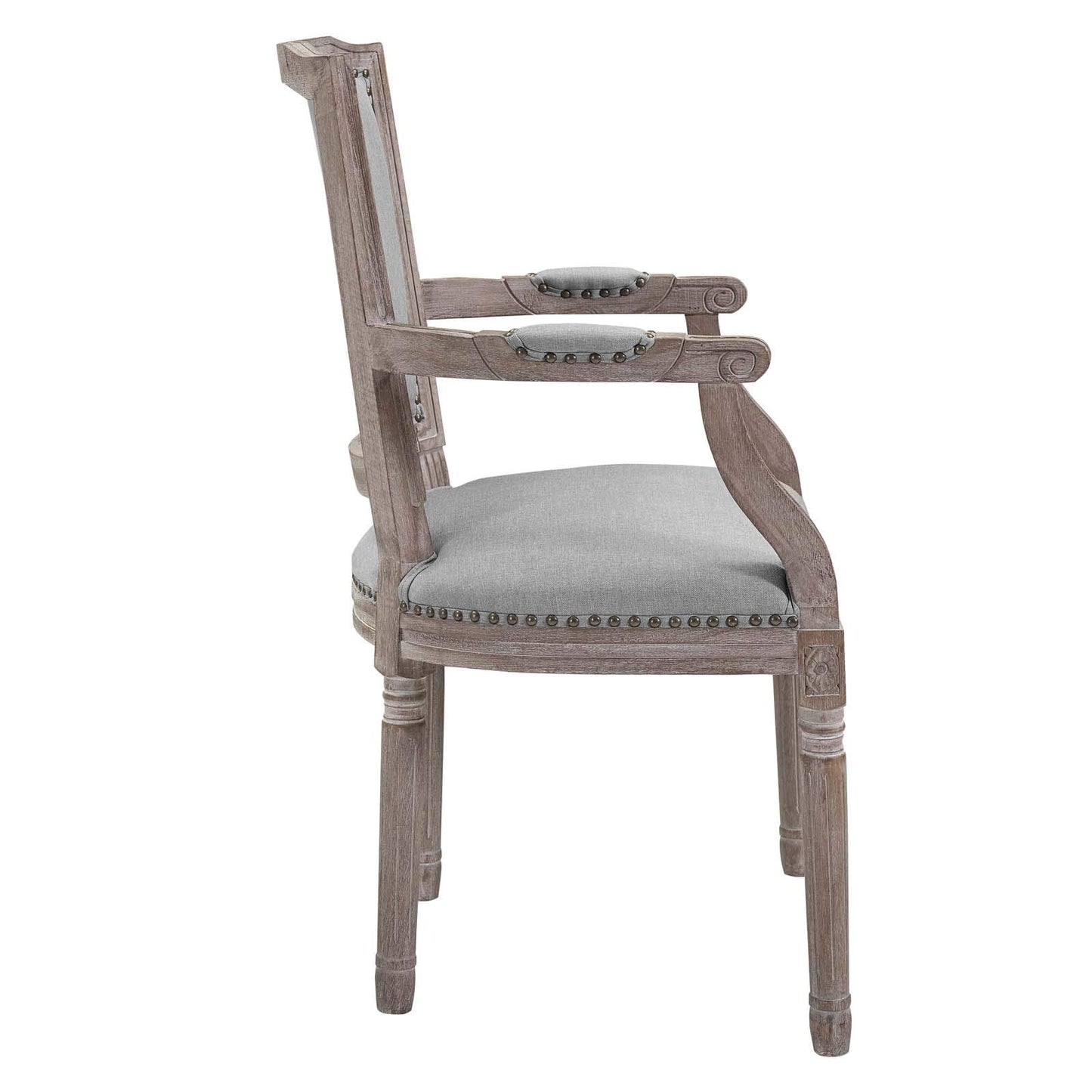 home office desk chairs | CasaFoyer Penchant Dining Armchair Set of 4 | Luxurious Elegance | Fluted Wood Frame | Plush Upholstery | Antique Copper Trim | Vintage French Look | 331lb Capacity | casafoyer.myshopify.com