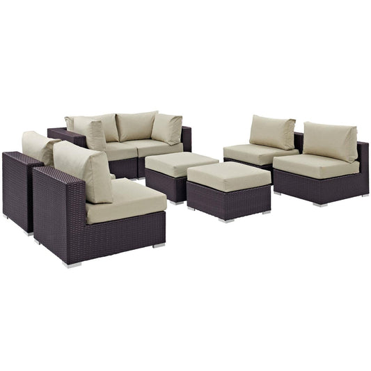 sofas | CasaFoyer Convene Outdoor Sectional Set | Durable Rattan Weave | Weather-Resistant Cushions | 8-Piece Patio Sofa Set | Espresso Beige | casafoyer.myshopify.com
