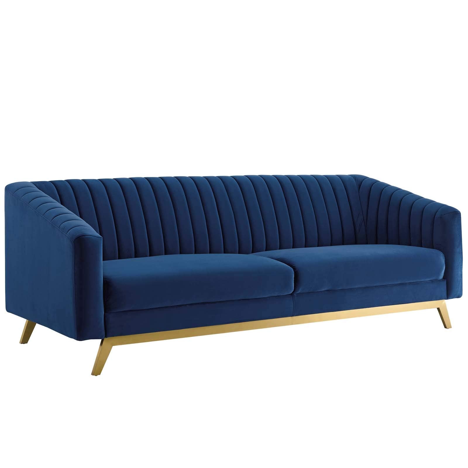 home office desk chairs | CasaFoyer Valiant Performance Velvet Sofa | Retro Modern Design | Vertical Channel Tufting | Stain-Resistant Upholstery | Luxurious Comfort | Gold Stainless Steel Legs | 900 lbs Capacity | casafoyer.myshopify.com