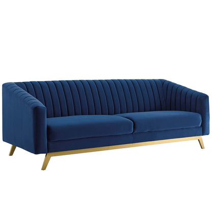 home office desk chairs | CasaFoyer Valiant Performance Velvet Sofa | Retro Modern Design | Vertical Channel Tufting | Stain-Resistant Upholstery | Luxurious Comfort | Gold Stainless Steel Legs | 900 lbs Capacity | casafoyer.myshopify.com