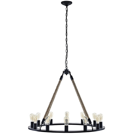 Light_fixtures | Encircle Chandelier | 12 Bulbs | Adjustable Chain | Rustic, Vintage, Industrial, Transitional Decors | casafoyer.myshopify.com