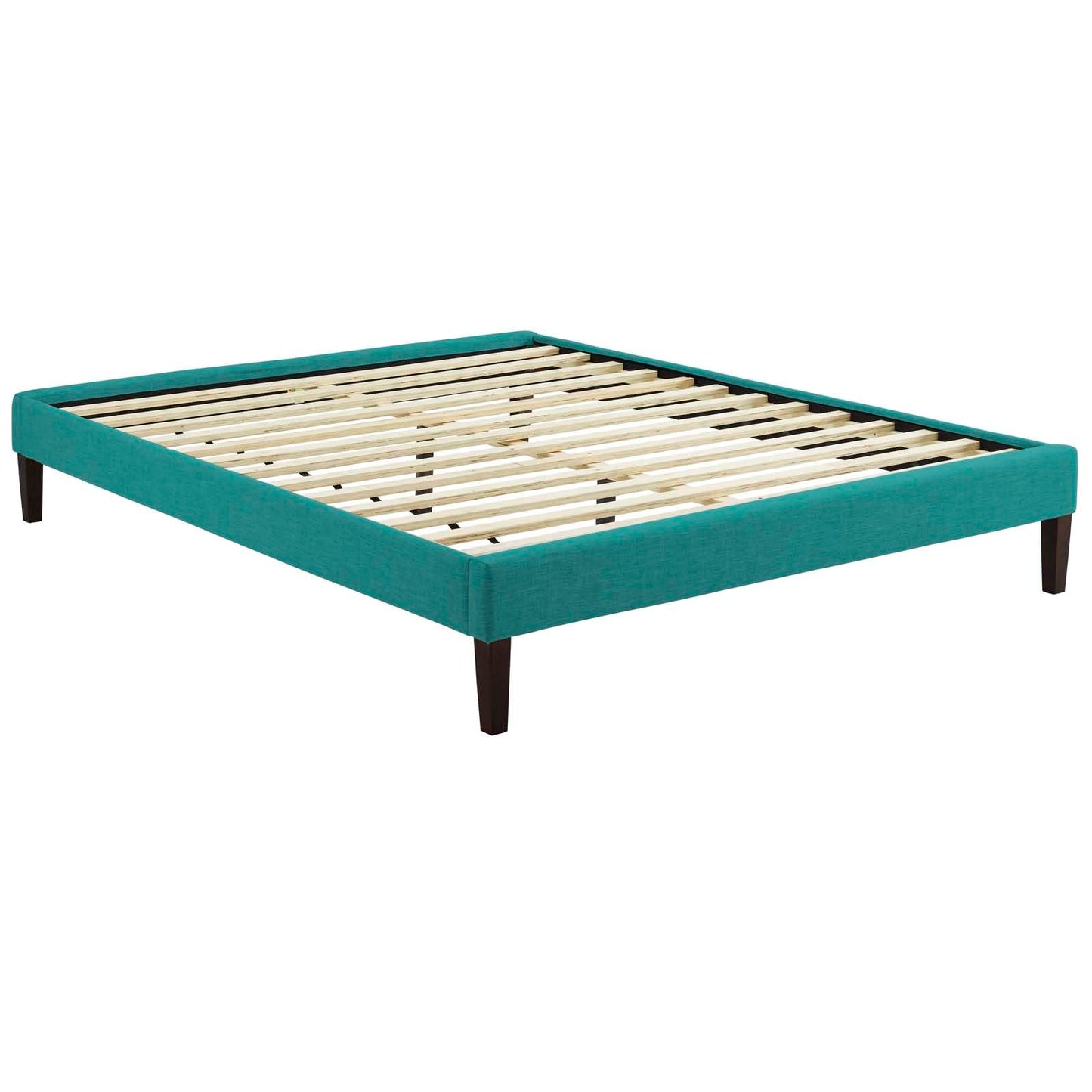 Bed | CasaFoyer  Tessie Platform Bed | Solid Wood Frame | Polyester Upholstery | Tapered Legs | No Box Spring Needed | Queen Size | Teal | casafoyer.myshopify.com