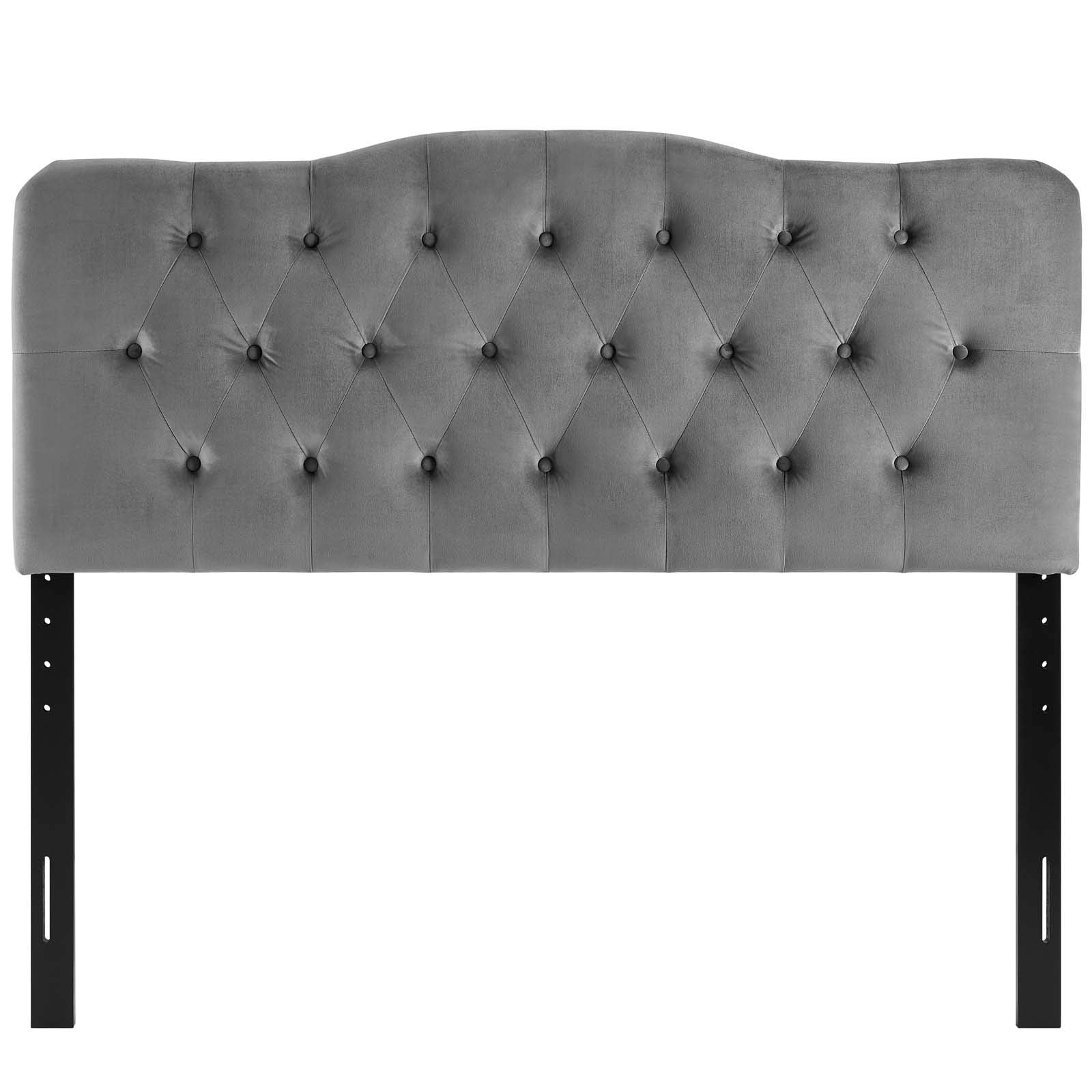 headboards | CasaFoyer Annabel Diamond Tufted Performance Velvet Full Headboard | Timeless Elegance | Vintage Glamour | Adjustable Height | Gray | casafoyer.myshopify.com