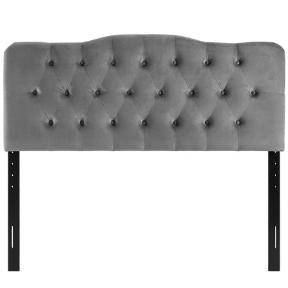 headboards | CasaFoyer Annabel Diamond Tufted Performance Velvet Full Headboard | Timeless Elegance | Vintage Glamour | Adjustable Height | Gray | casafoyer.myshopify.com