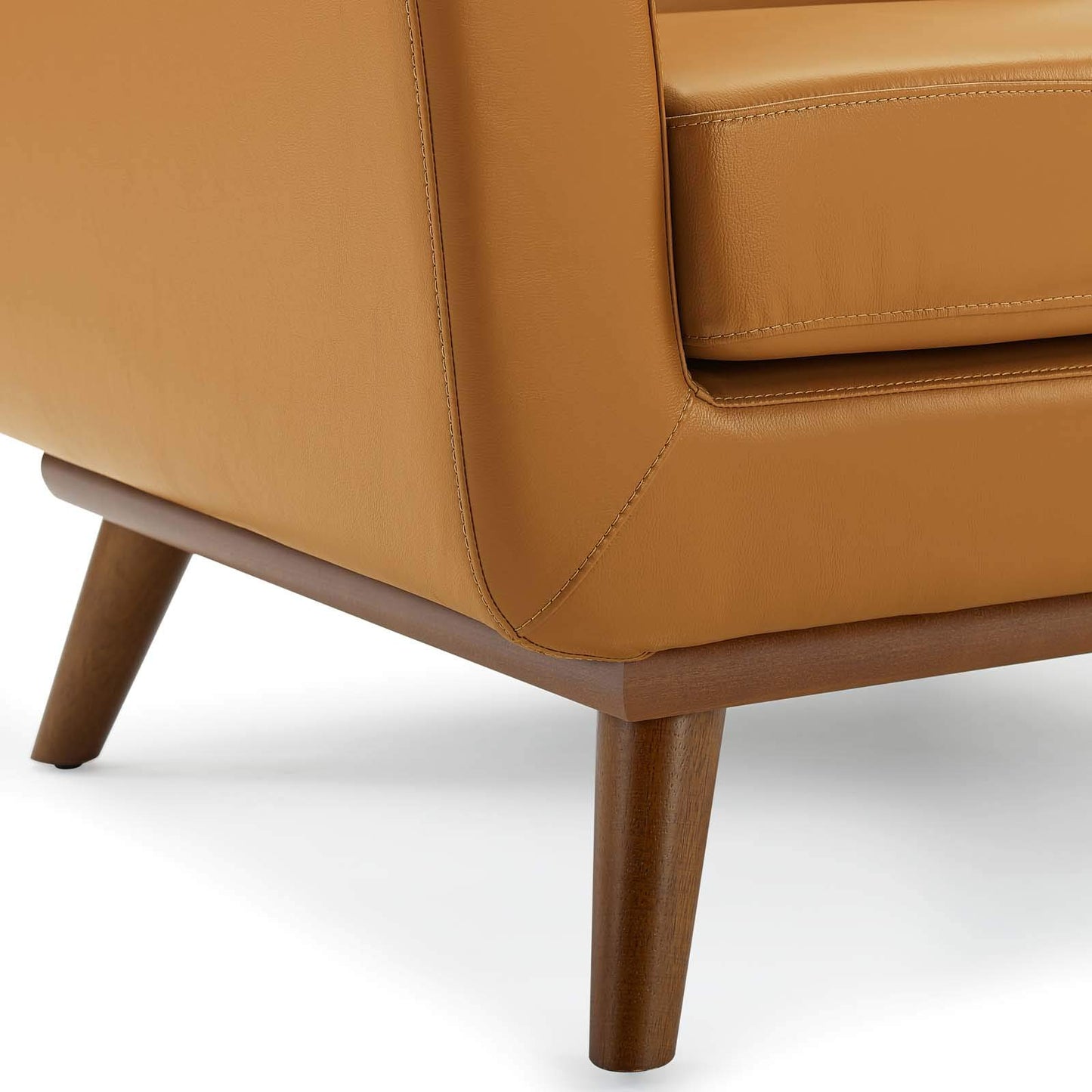 home office desk chairs | CasaFoyer Engage Lounge Accent Armchair | Top-Grain Leather | Mid-Century Modern Design | Plush Cushions | Retro Style | Wood Legs | Tan | casafoyer.myshopify.com
