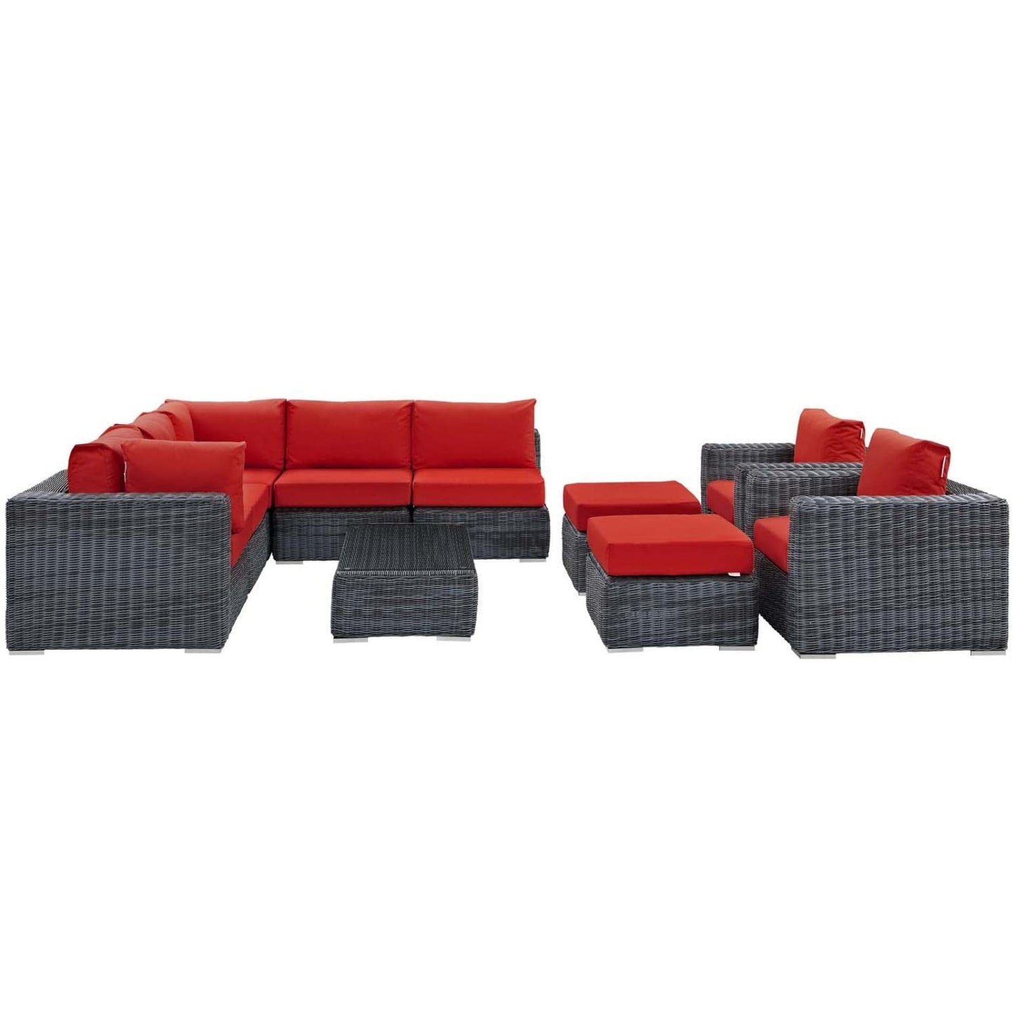 kitchen and dining room sets | CasaFoyer Summon Outdoor Patio Sectional Sofa Set | Luxurious Comfort | Top-Notch Quality | Two-Tone Rattan | Sunbrella Cushions | UV Protection | Powder-Coated Aluminum Frame | Modern Design | 10 Piece Set | casafoyer.myshopify.com
