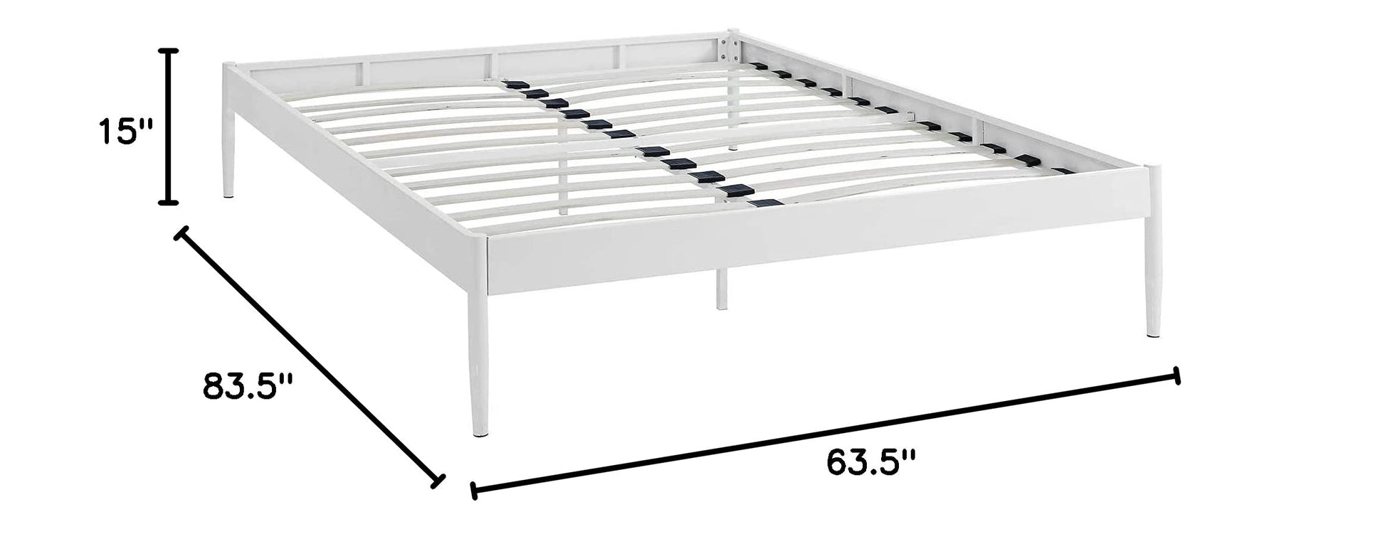 Bed | CasaFoyer  Elsie Bed Frame | Slatted Birchwood Support | Steel Frame | No Boxspring Needed | 1300 lbs Weight Capacity | Modern Design | Queen Size | casafoyer.myshopify.com