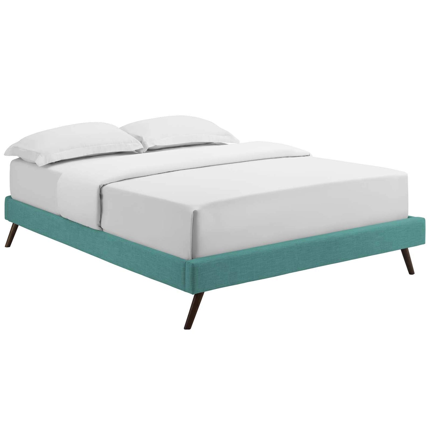 Bed | CasaFoyer Loryn Platform Bed | Solid Wood Frame | Polyester Upholstery | Tapered Legs | 10 Wood Slats | No Box Spring Needed | Memory Foam Compatible | casafoyer.myshopify.com
