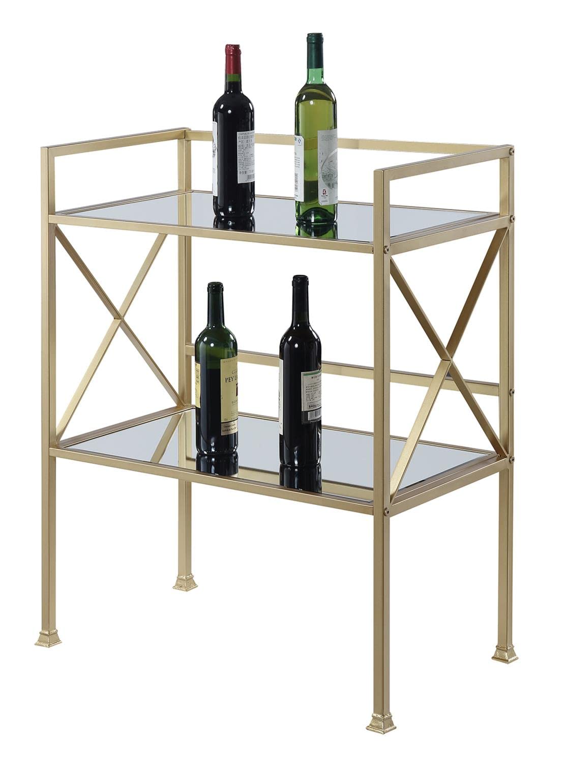 Dining Table | Ergode Gold Coast Bar Hall Table with Shelf | Contemporary Design | Mirrored Tiers | Durable Gold Powder Coated Metal | Versatile Use | Easy Assembly | casafoyer.myshopify.com