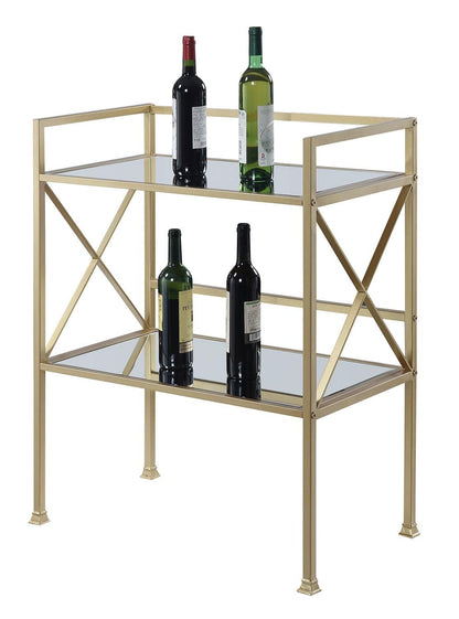 Dining Table | Ergode Gold Coast Bar Hall Table with Shelf | Contemporary Design | Mirrored Tiers | Durable Gold Powder Coated Metal | Versatile Use | Easy Assembly | casafoyer.myshopify.com