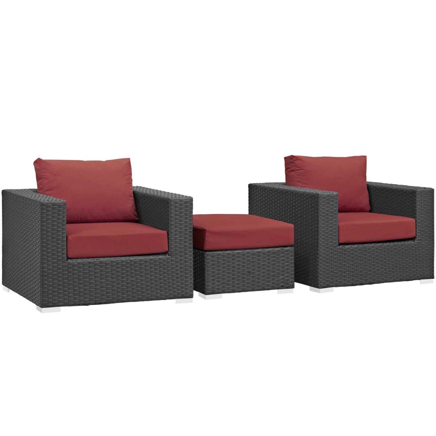 Patio Furniture Sets | Sojourn Outdoor Patio Furniture Set | Ottoman & Armchairs | Sunbrella Fabric | UV Protection | Powder-Coated Aluminum Frame | casafoyer.myshopify.com
