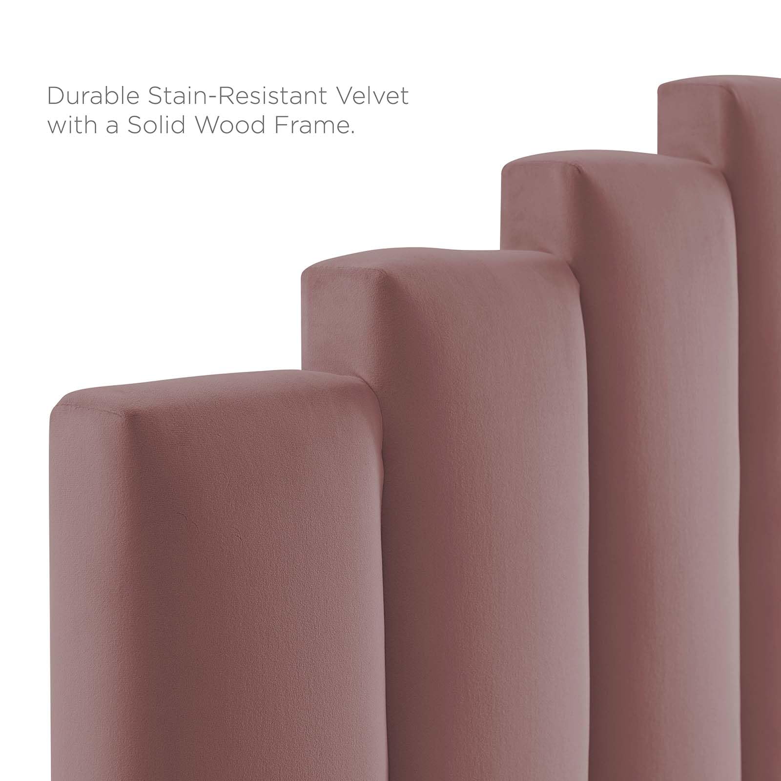 headboards | CasaFoyer Noelle Performance Velvet Full/Queen Headboard | Opulent Art Deco Design | Stain-Resistant | Adjustable Height | Dusty Rose | casafoyer.myshopify.com