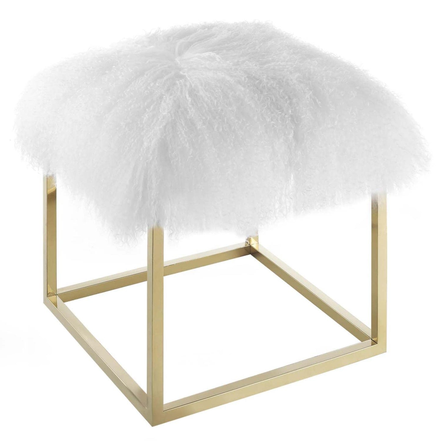 ottomans | CasaFoyer Anticipate Ottoman | Elegant & Sophisticated Gold White Sheepskin Upholstery | No Assembly | Supports up to 265 lbs | Perfect for Bedroom, Living Space, or Entryway | casafoyer.myshopify.com