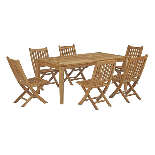 kitchen and dining room sets | CasaFoyer Luxury Teak Wood Outdoor Set | Marina: Durable, All-Weather | 7-Piece Dining Set with Folding Chairs & Table. Enjoy the Outdoors with Loved Ones. | casafoyer.myshopify.com
