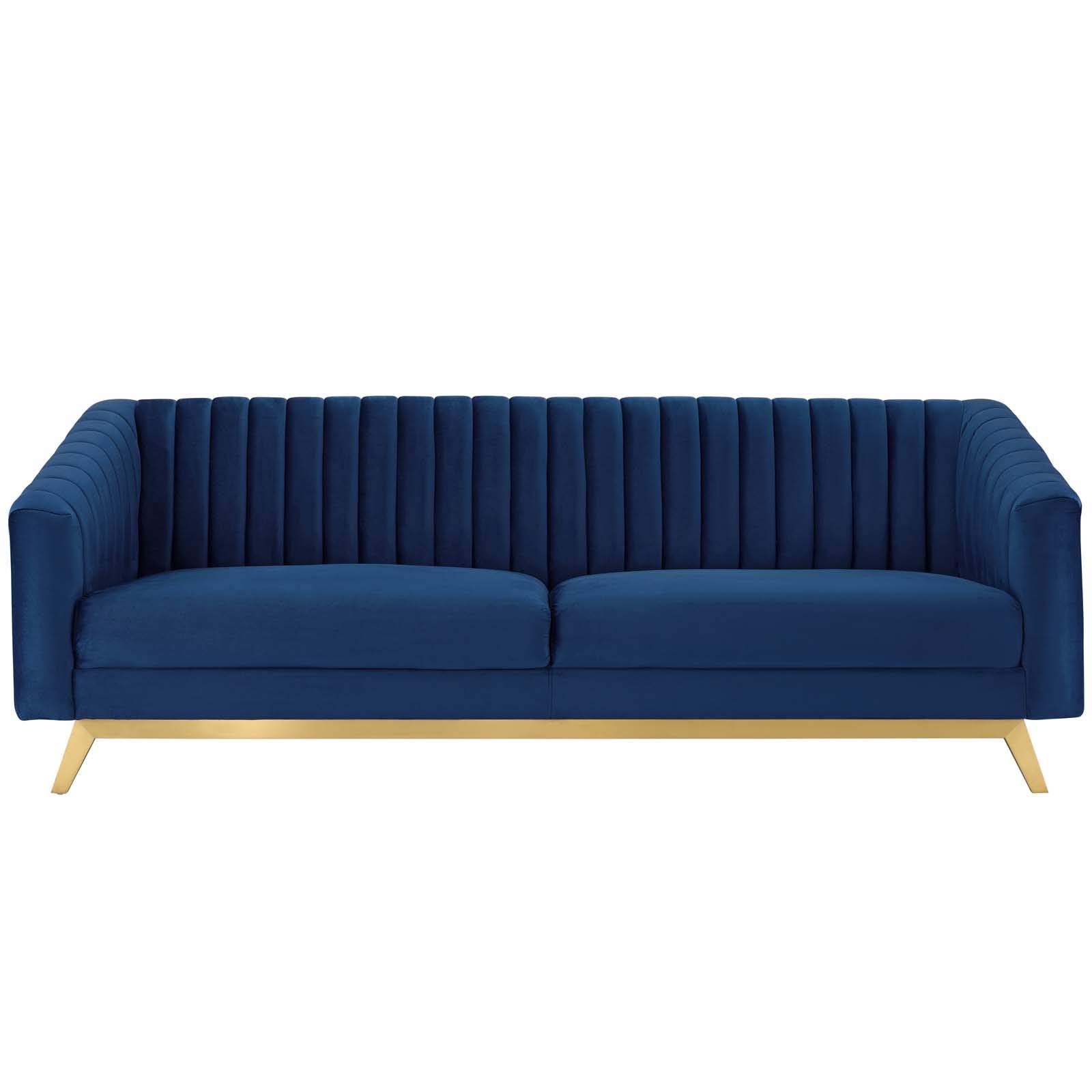home office desk chairs | CasaFoyer Valiant Performance Velvet Sofa | Retro Modern Design | Vertical Channel Tufting | Stain-Resistant Upholstery | Luxurious Comfort | Gold Stainless Steel Legs | 900 lbs Capacity | casafoyer.myshopify.com