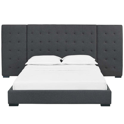 adjustable bed bases | CasaFoyer Sierra Queen Upholstered Fabric Platform Bed | Timeless Charm | Soft Polyester Upholstery | Foam Padded | Wall Panels | Black-Stained Wood Legs | Biscuit Tufting | Sturdy Slat Support | Accommodates Various Mattresses | 1322 lbs Weight Capacity | casafoyer.myshopify.com