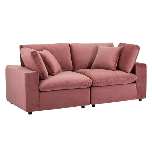 sofas | CasaFoyer Commix Cozy Performance Velvet Loveseat Set - Dusty Rose | Plush Comfort | Stain-Resistant | Solid Wood Frame | Ideal for Living, Family, Game Room | Includes 2 Overstuffed Corner Chairs | casafoyer.myshopify.com